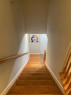 stairs lead to 3 bedrooms all upstairs.