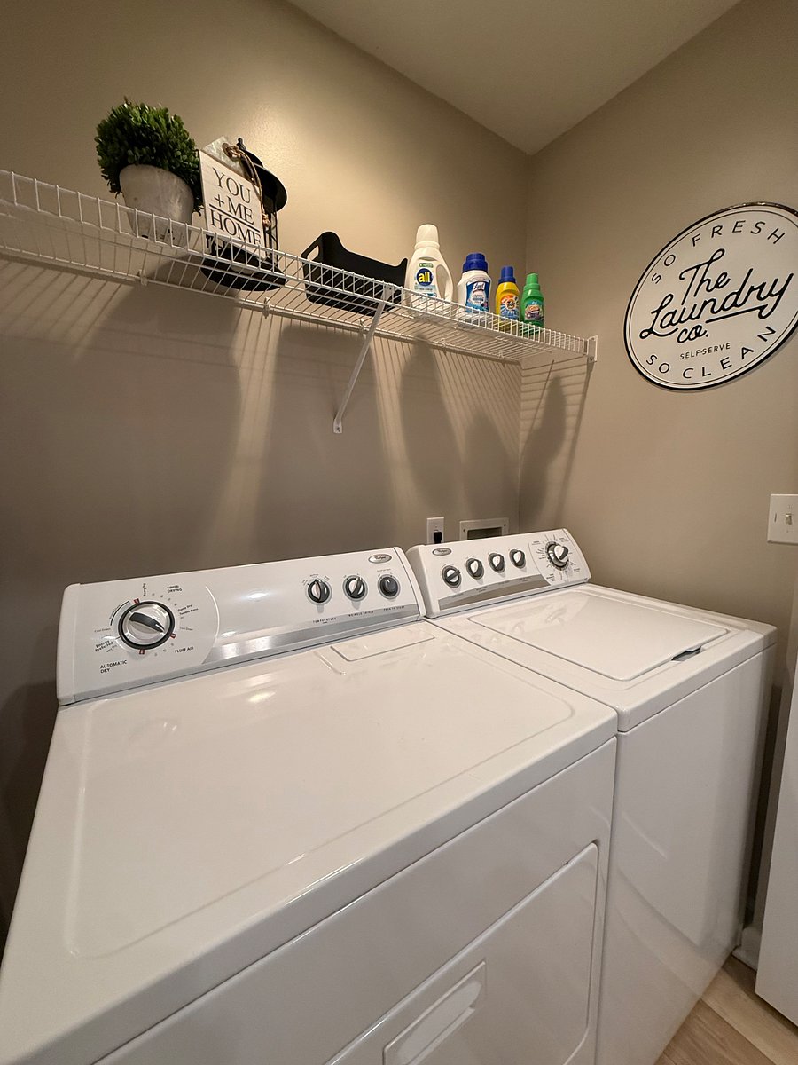 Washer and dryer are included with starter detergent. 