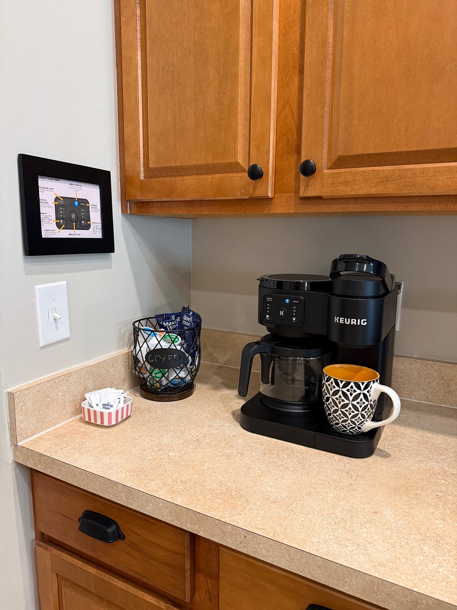 A Keurig with starter supply of k-cups included. 