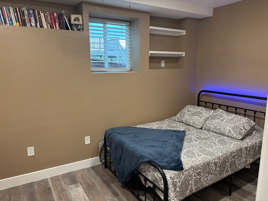 Basement bedroom #1. Large walk in closet