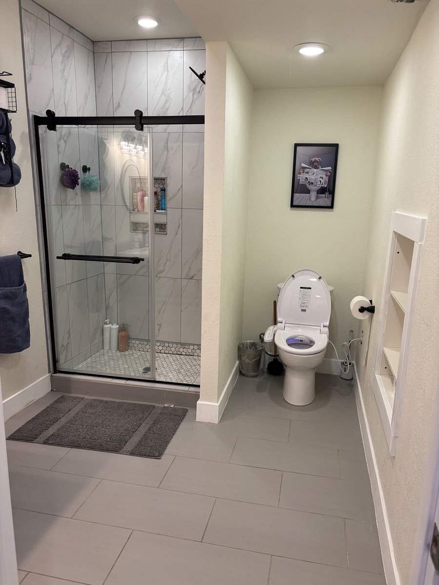 Basement bath with heated bidet.