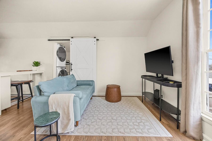 Comfortable loveseat with smart TV