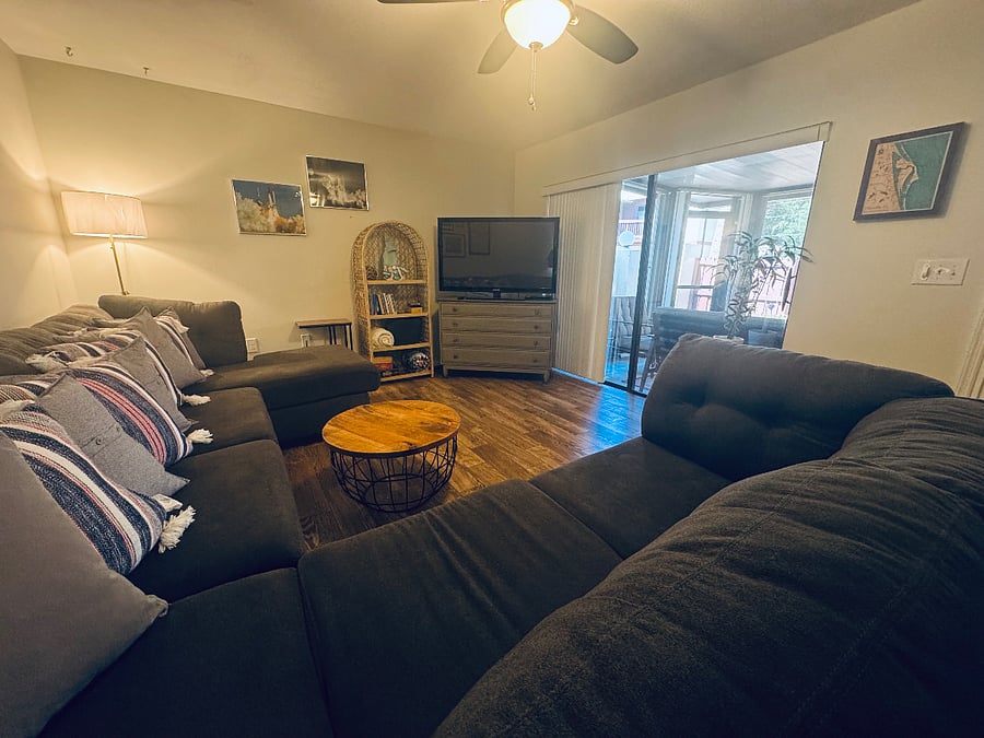 Sofa has a pull out bed if needed