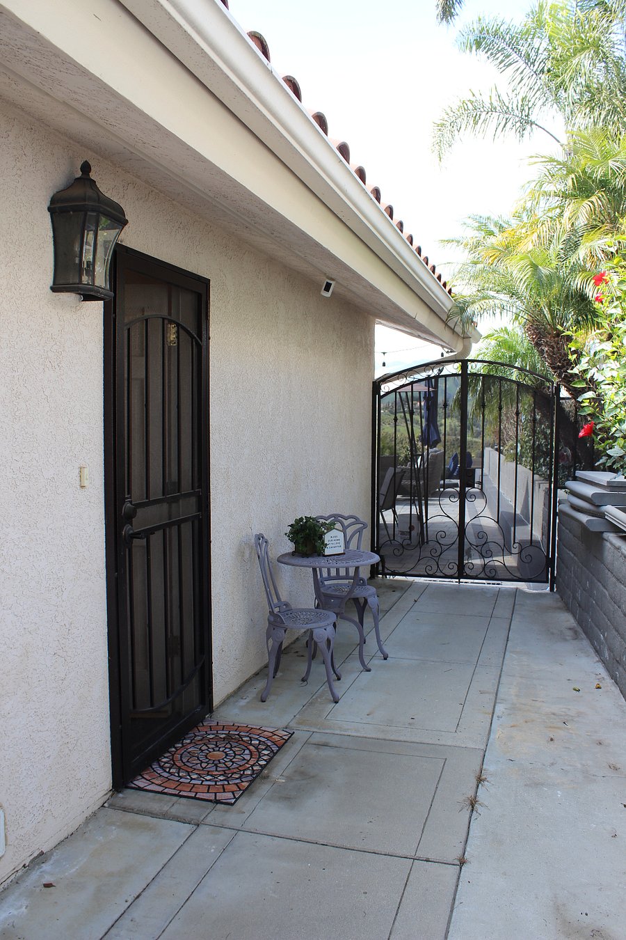 Private entrance with security screen. Parking for one car in driveway, closest to your front door.