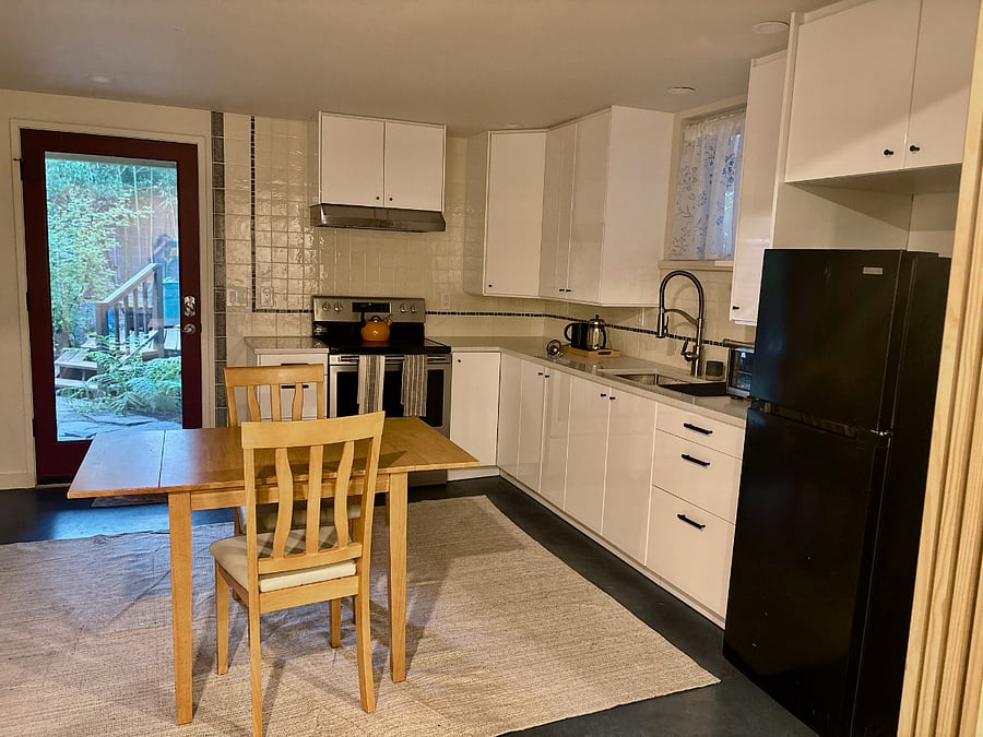 brand-new kitchen with versatile cabinets and all the basics