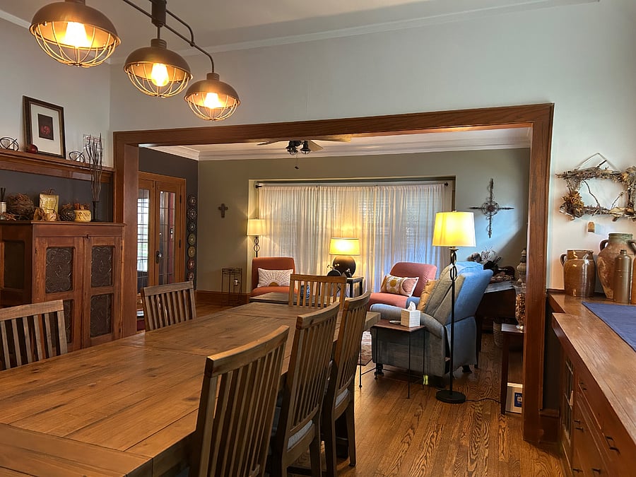 Dining room opens into the living room for great flow.