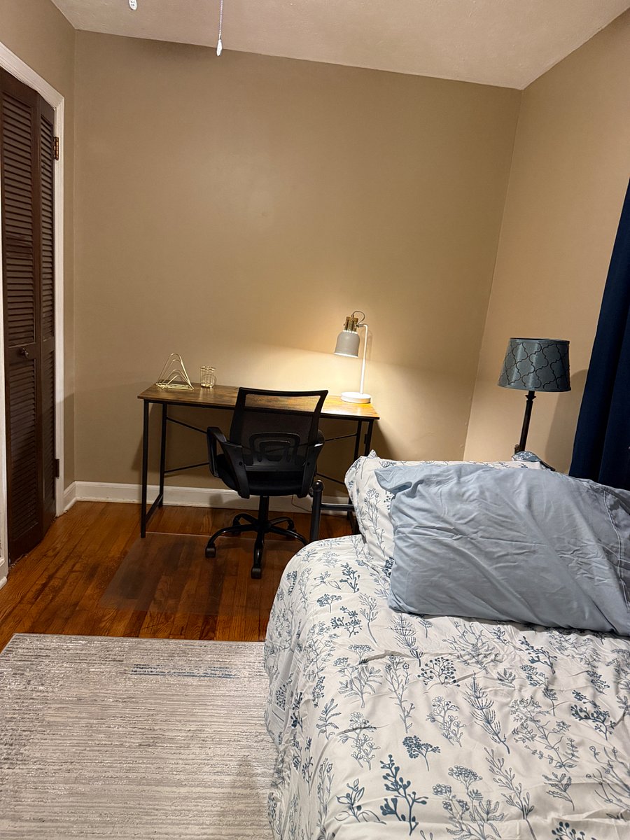 Dedicated workspace for writing or working on a laptop. 