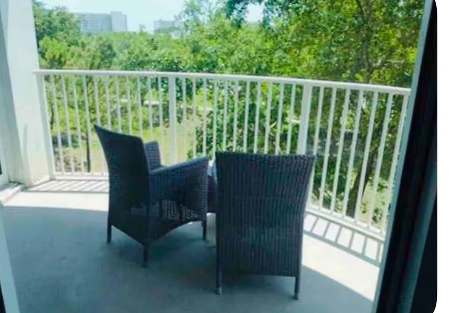 Balcony overlooking the greens 