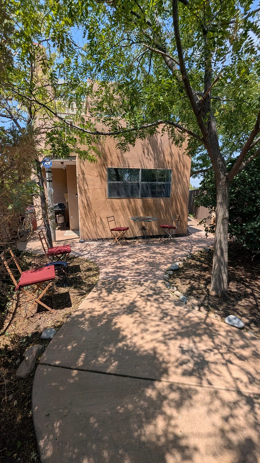 Backyard garden sitting area