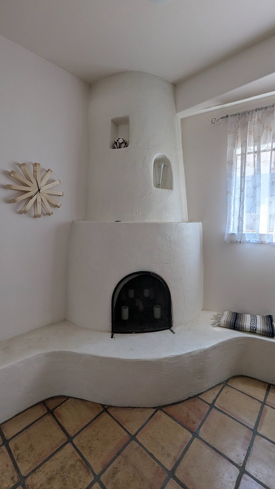 Traditional kiva fireplace (not to be used for fires, only candles)                                                                                                                                                                                                                                                                                                                                                                                                                                                                                                                                                                                                                                                                                                                                                                                                                                                                                                                                                                                                                                                                                                                                                                                                                                                                                                                                                                                                                                                                                                                                                                                                                                                                                                                                                                                                                                                                                                                                                                                                                                                                                                                                                                                                                                                                                                                                                                                                                                 