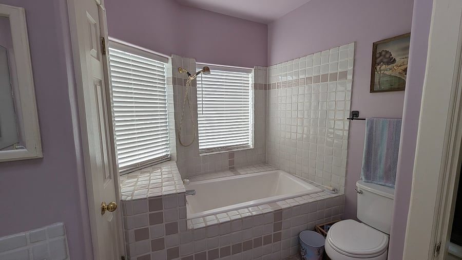 Upstairs bathroom with oversized tub 