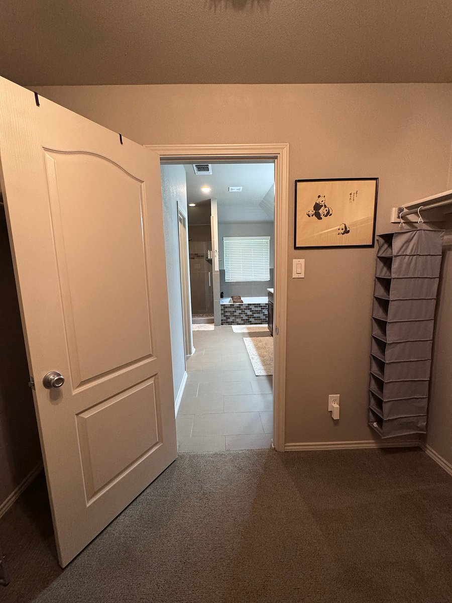 Master bathroom includes: double vanity, large soaker bathtub, shower, toilet, and large walk-in closet