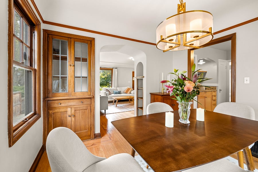 Light filled dining room seats up to four.