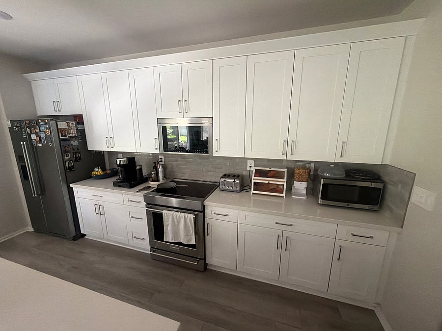 Refrigerator and cabinets space shared