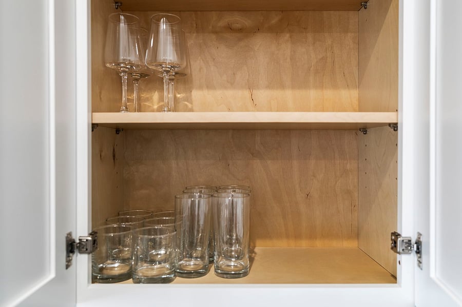 From morning water to an evening glass of wine, your cabinets come stocked with drinking glasses and stemware.