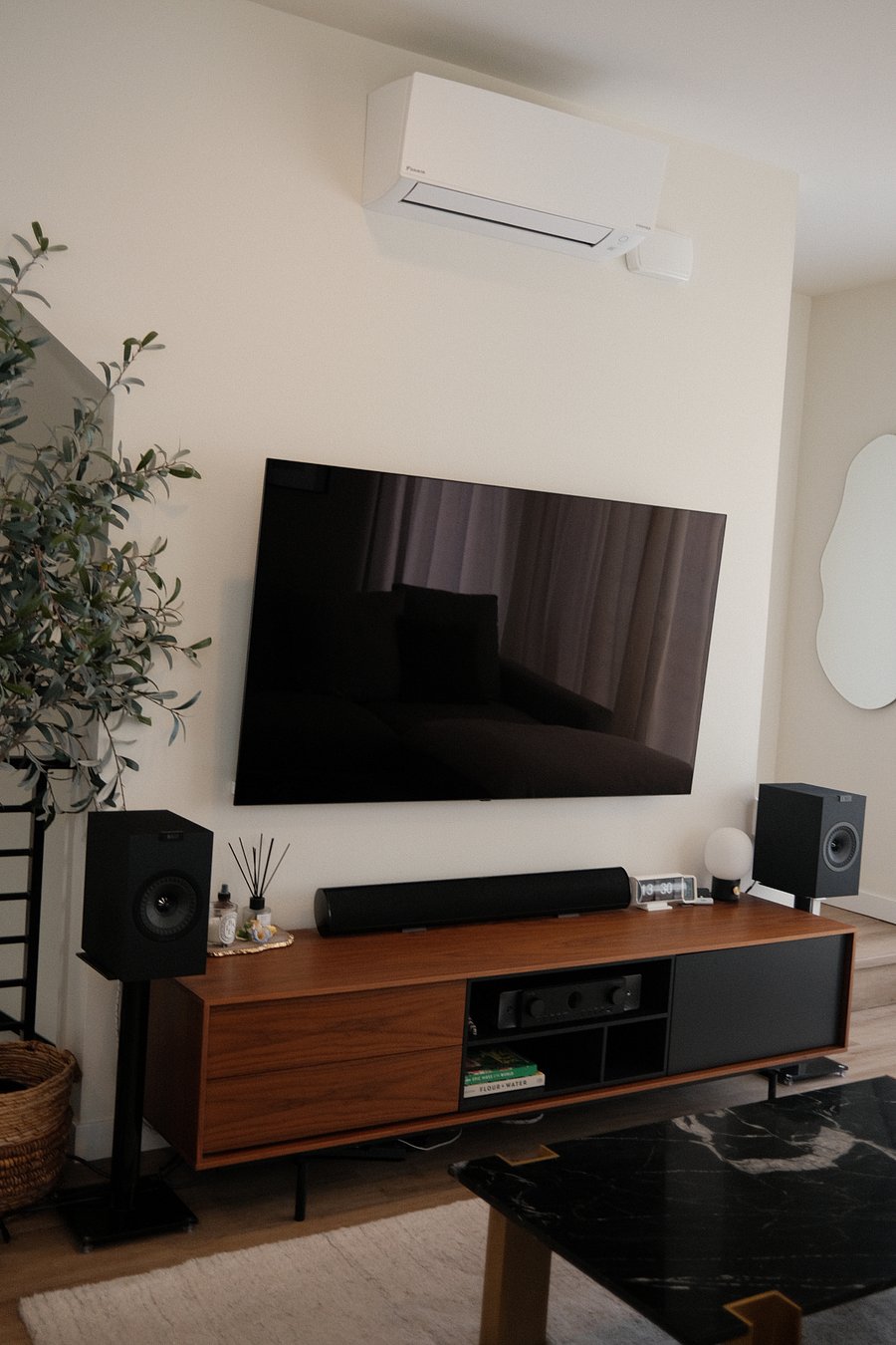 Entertainment section in living room