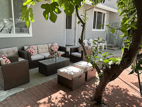Sit outside and enjoy the natural light and greenery