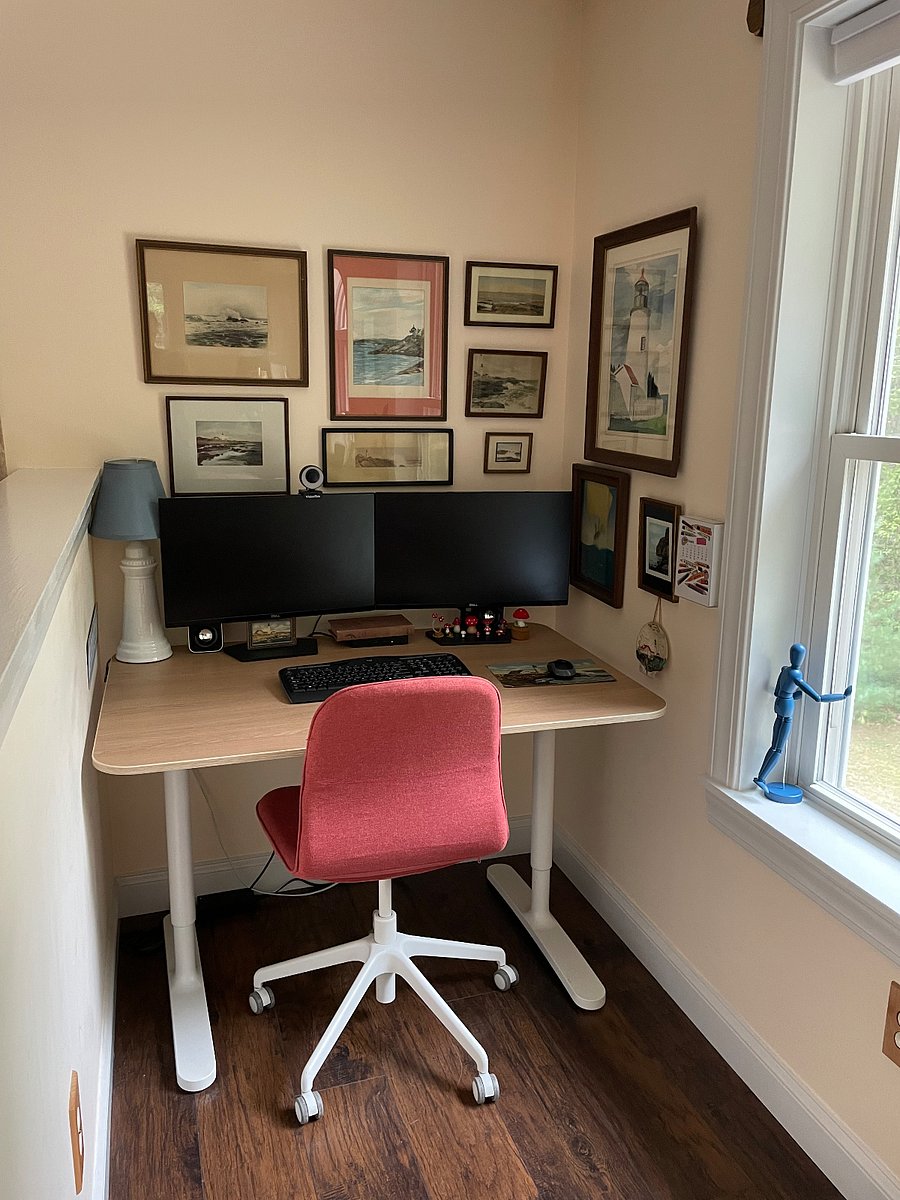1 of 2 dedicated work stations, complete with 2 monitors & USB Type C docking station. 