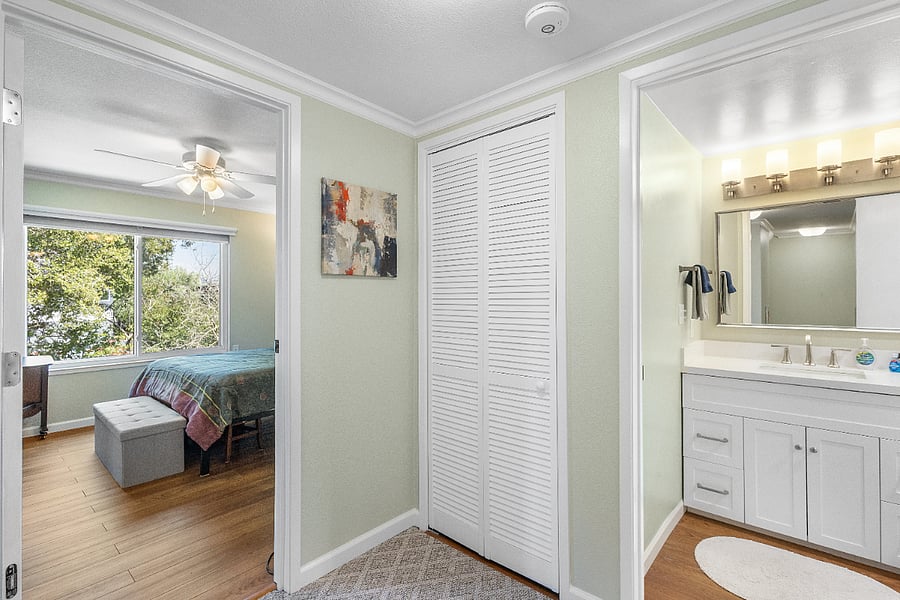 Laundry room is here between the bedroom and bathroom. Full-size washer and dryer is shared with the owner.