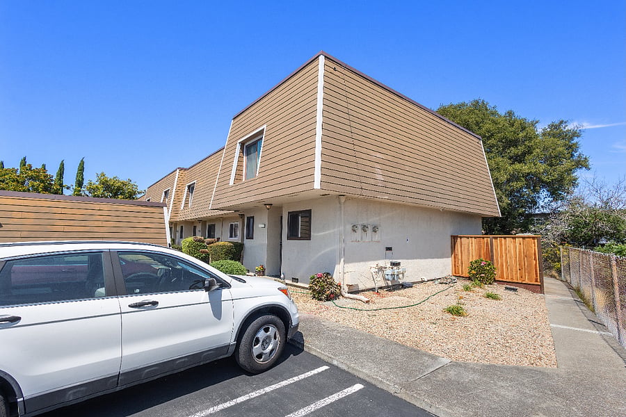 One private dedicated off-street parking space is provided just outside the front door