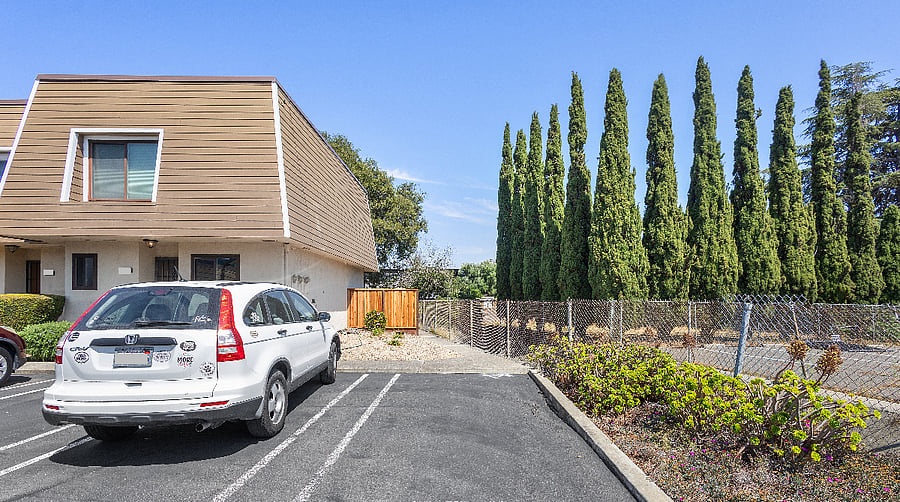One private dedicated off-street parking space is provided just outside the front door