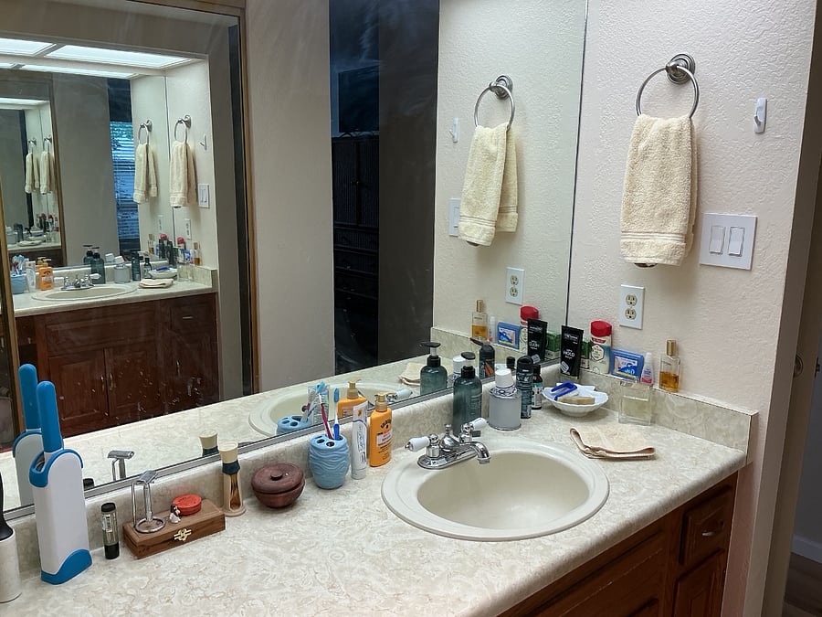 Master bedroom sink and closet area