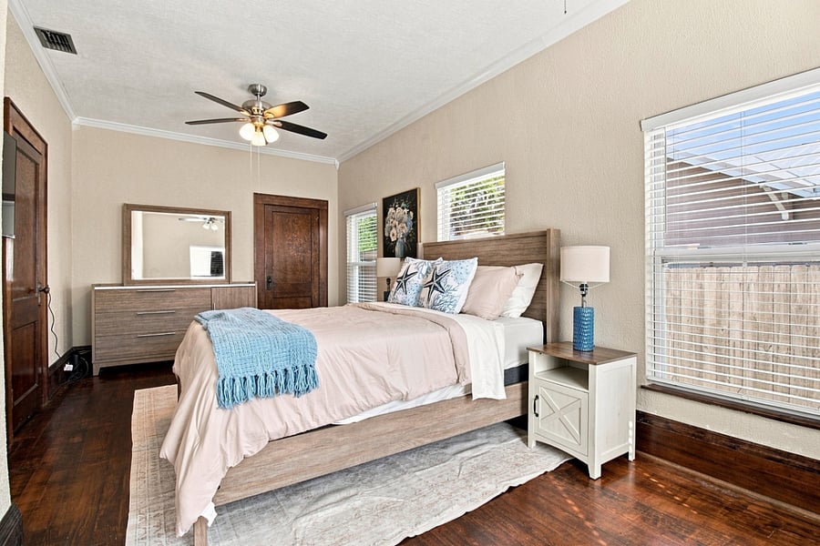 Main bedroom with queen and TV