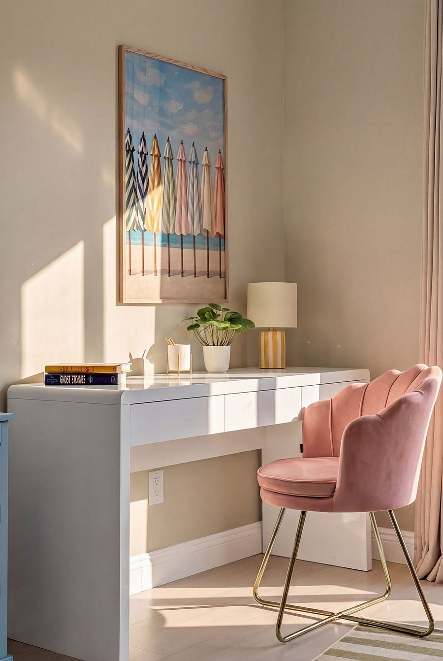Dedicated workspace with monitor for remote work or study.