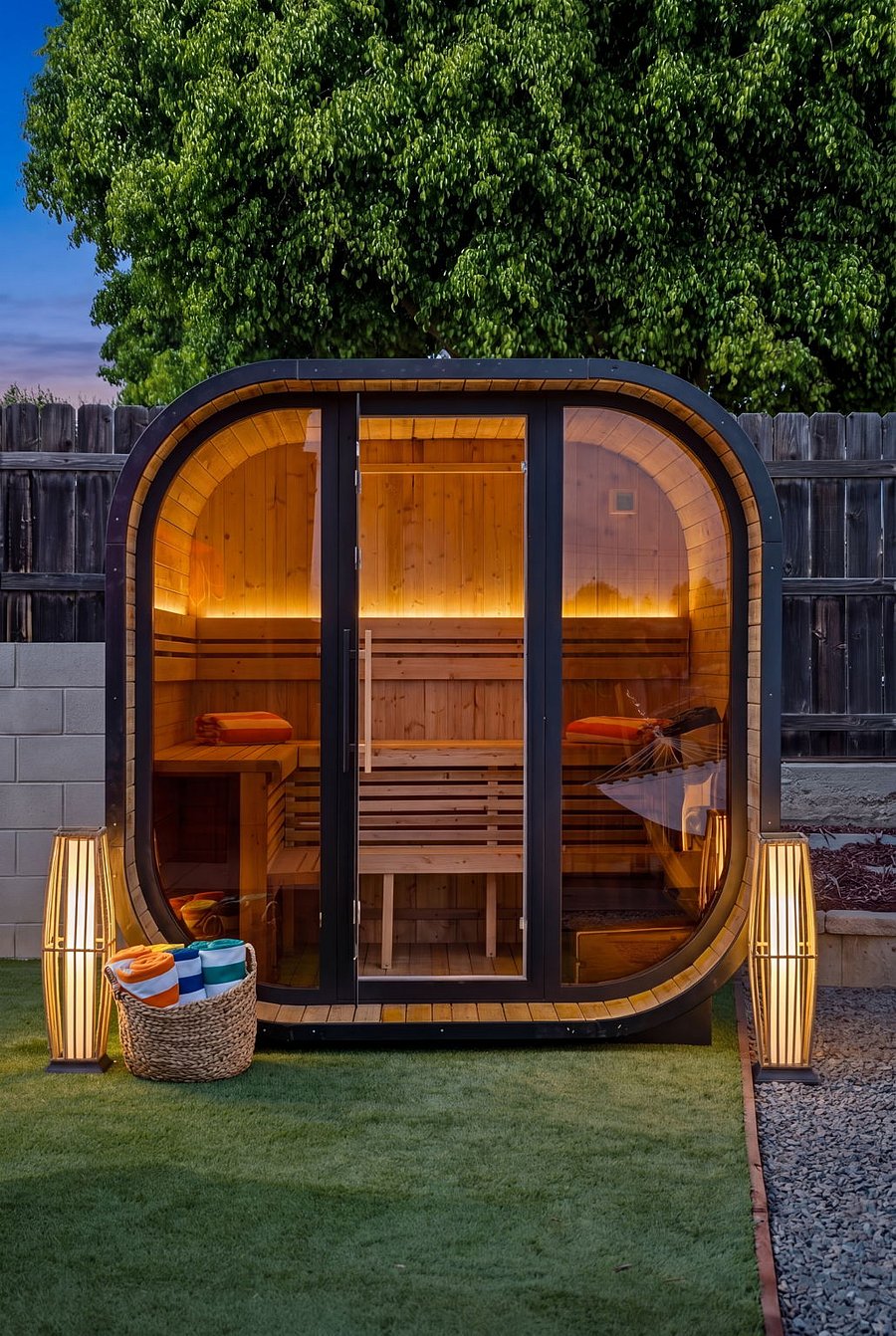 Private outdoor sauna for your own wellness retreat.