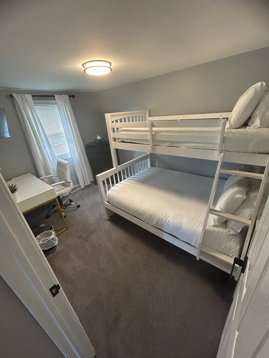 Bedroom: Twin over full bunk bed with desk 