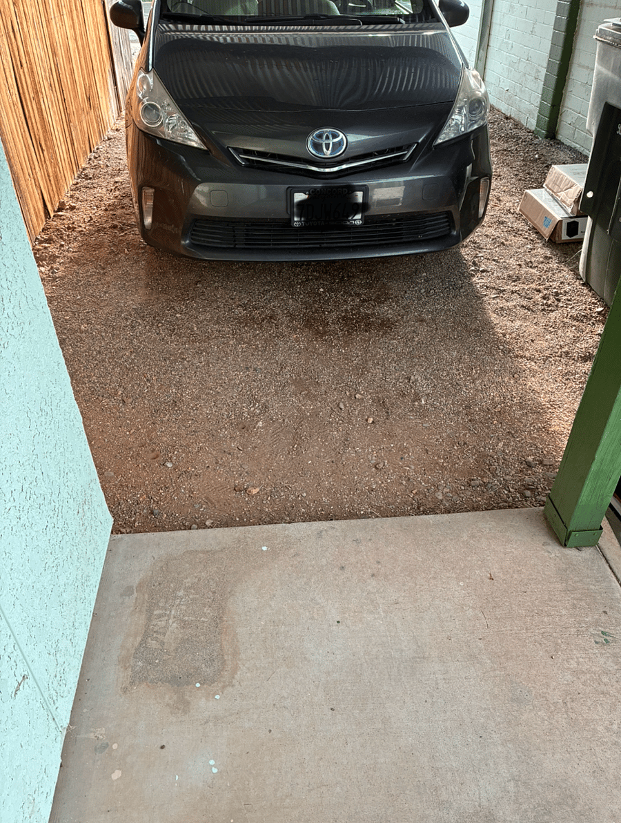 A photo from your front door shows how close and shaded your car will be. Rain and sun protection for you both.