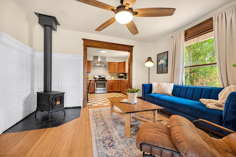Living room *fireplace will not be available for use during rental period.*