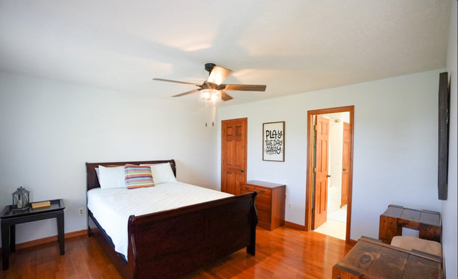 bedroom 1, queen bed with bathroom attached