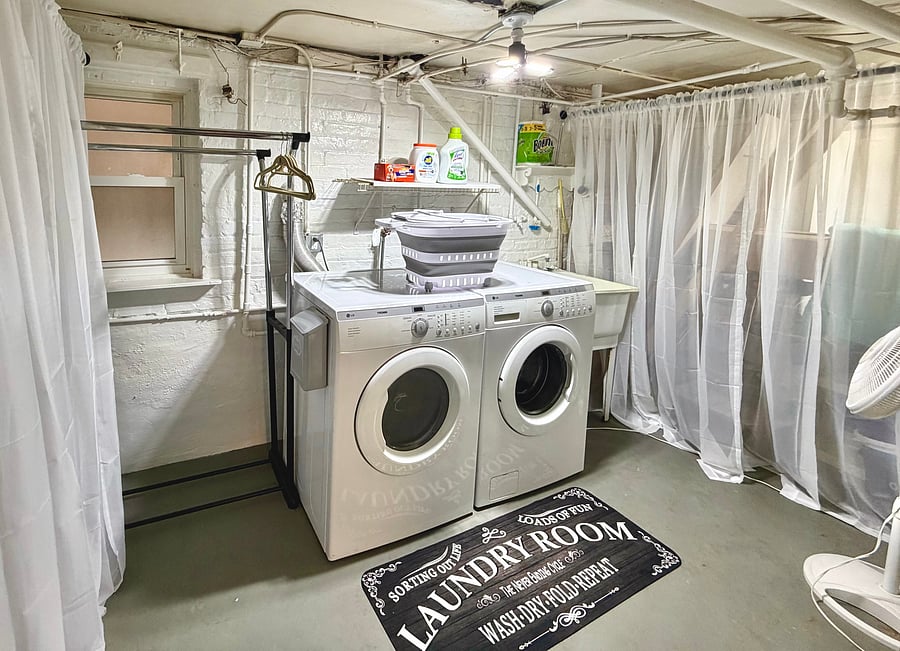 full-size washer and dryer... these are just for you! I have my own upstairs.
