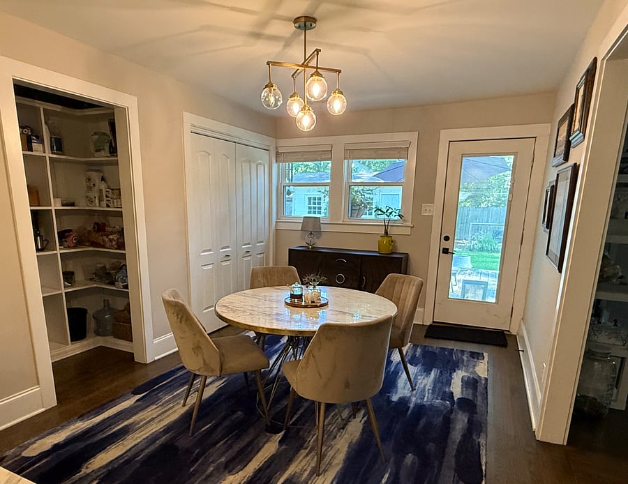 Dining room
Laundry behind double doors.
Access to large backyard with privacy fence, greenhouse, and storage shed.
There is a doggie door and small dog run for small dog option.