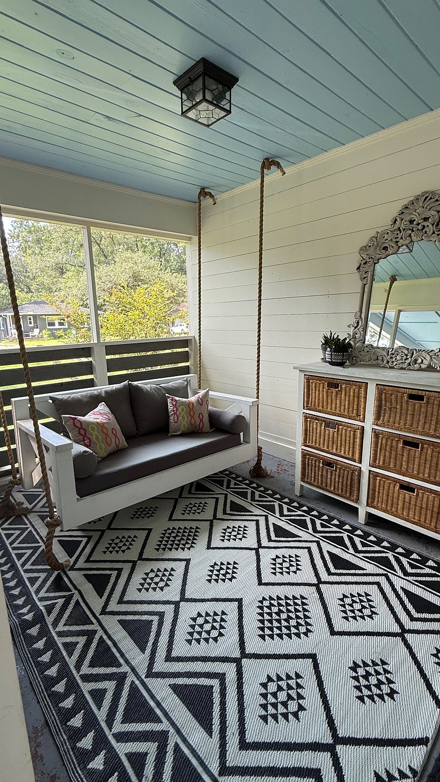 Side porch off of carport.
Porch swing.