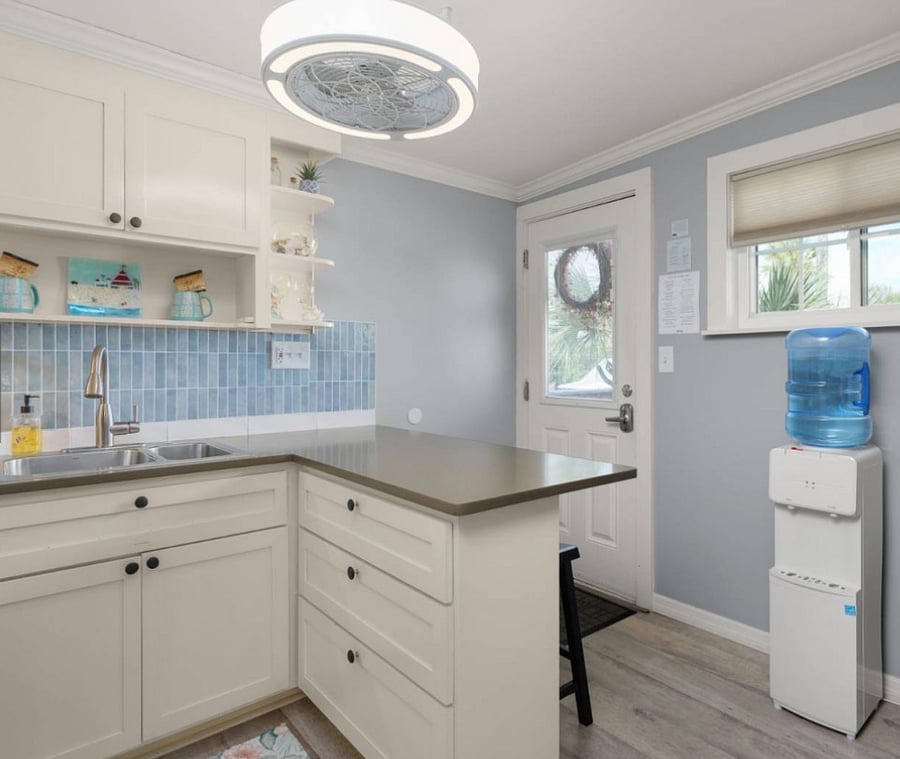 Kitchen with water cooler available.  Let us know if you are interested in using the cooler so we can have a fresh jug for you.