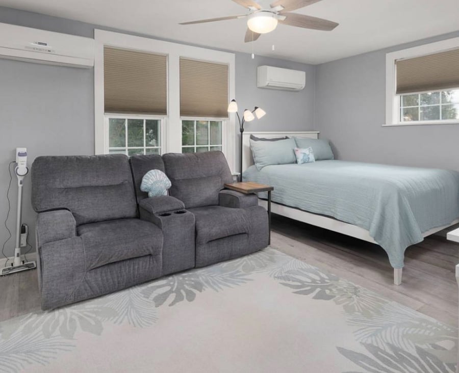 Living room and queen bed