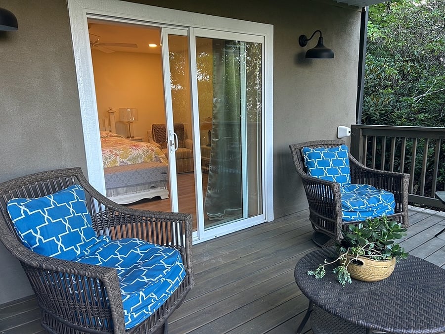 Private, covered back deck