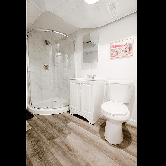 Fully stocked basement bath