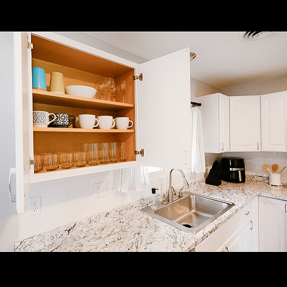 Organized, stocked kitchen