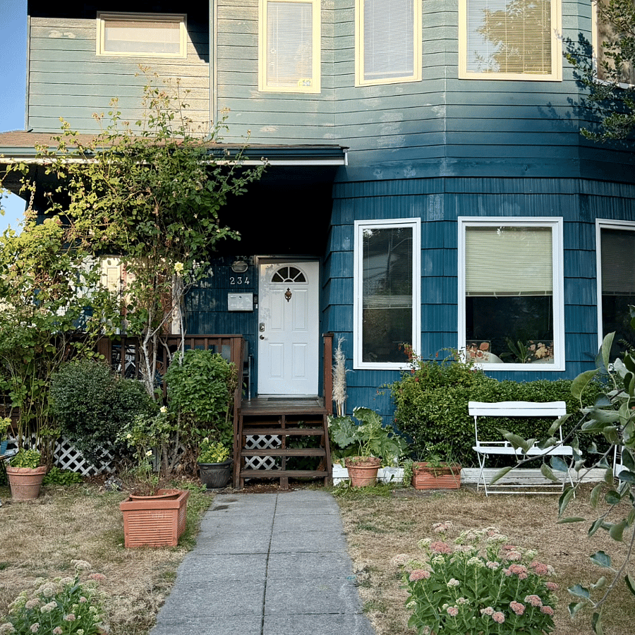 Blue House exterior in a residential Madison Valley setting