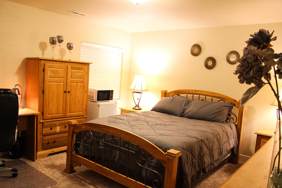 Bedroom #5-Queen Size Mattress, Refrigerator, and Microwave