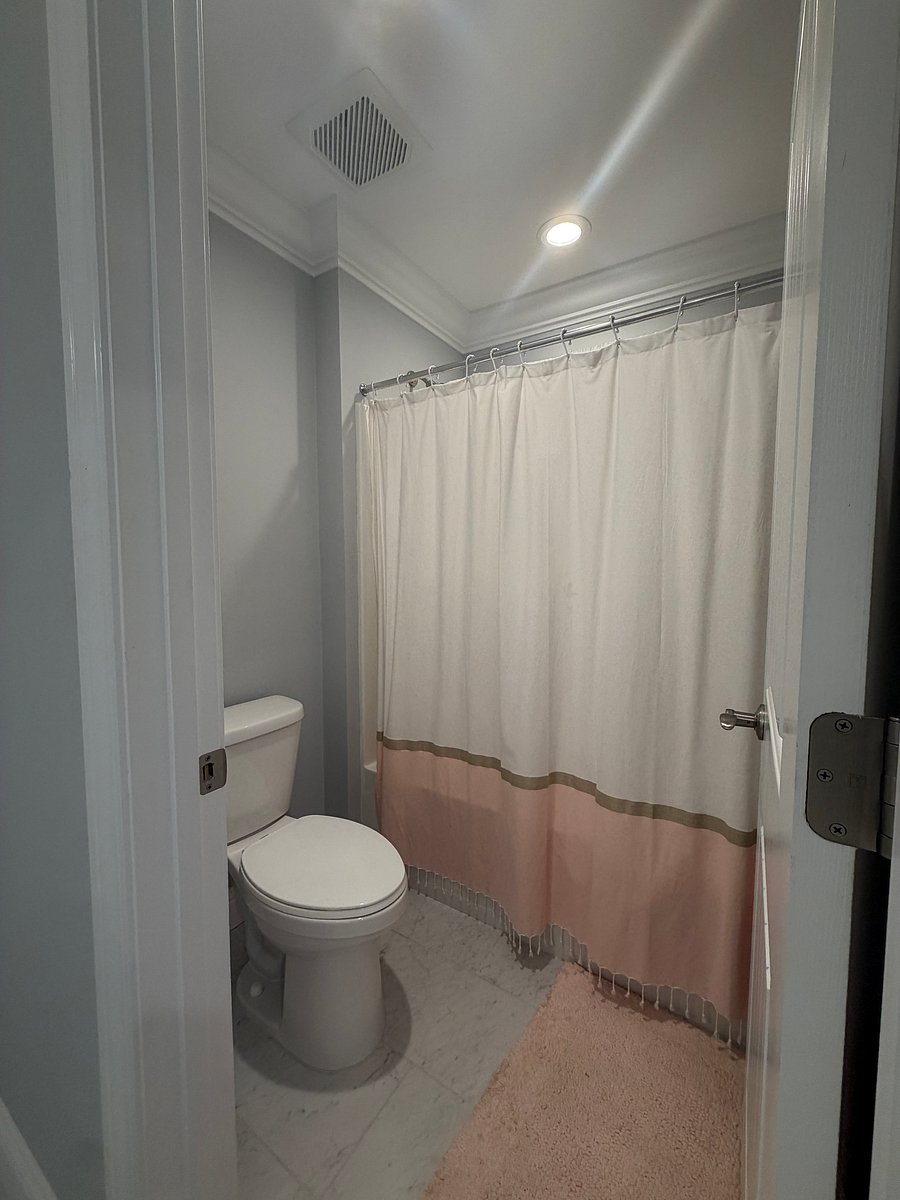Private shower and water closet.