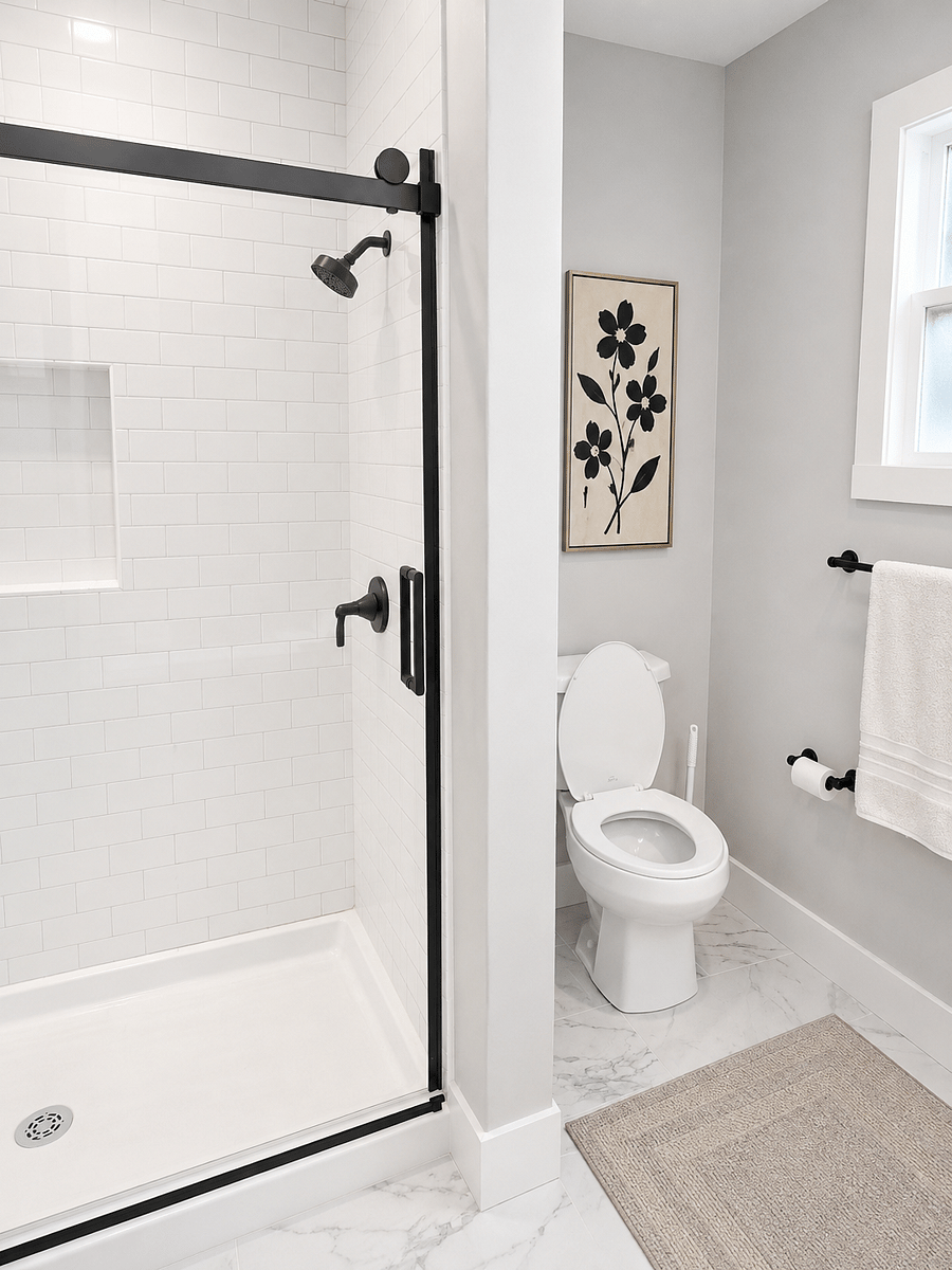 Ensuite bathroom walking shower
