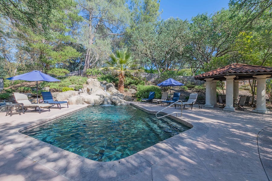 Pool with waterfall