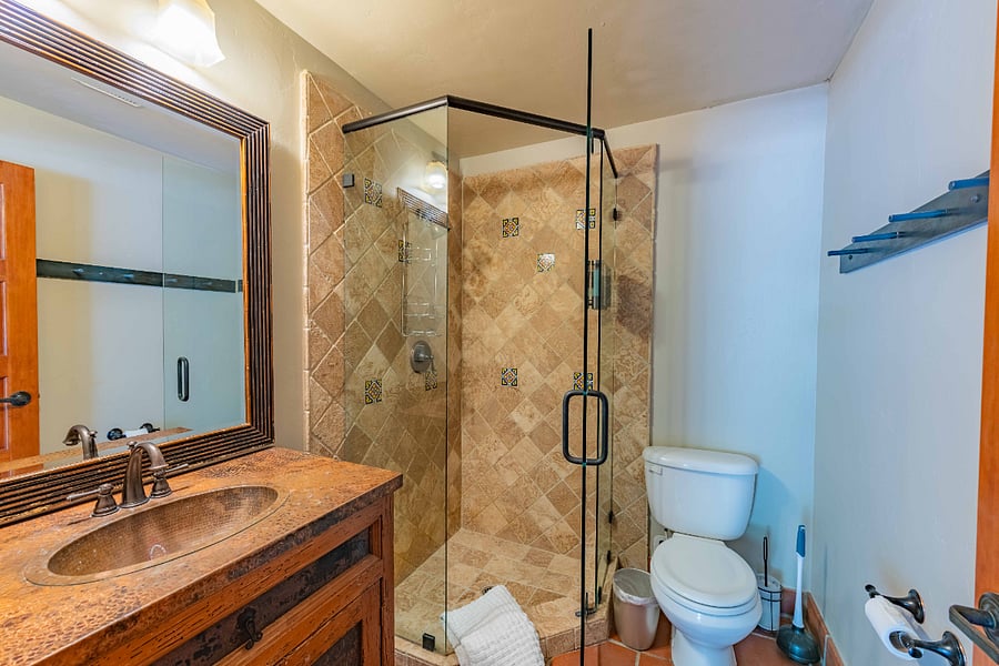 Mexican Casita II - separate building with a twin over full bed and full bath with single vanity and stand-up shower