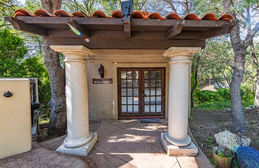 Mexican Casita II - separate building with a twin over full bed and full bath with single vanity and stand-up shower