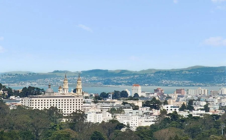 City skyline and bay views