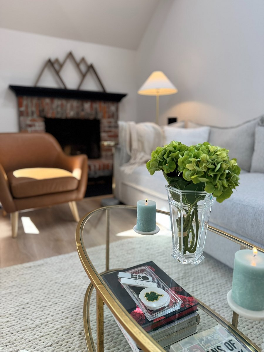 Comfortable living room with designer details and oversized sectional